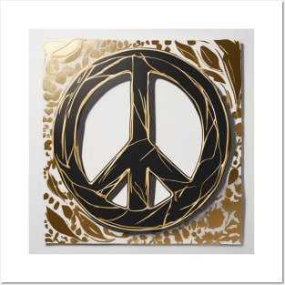 Peace Sign Gold Shadow Silhouette Anime Style Collection No. 263 Posters and Art